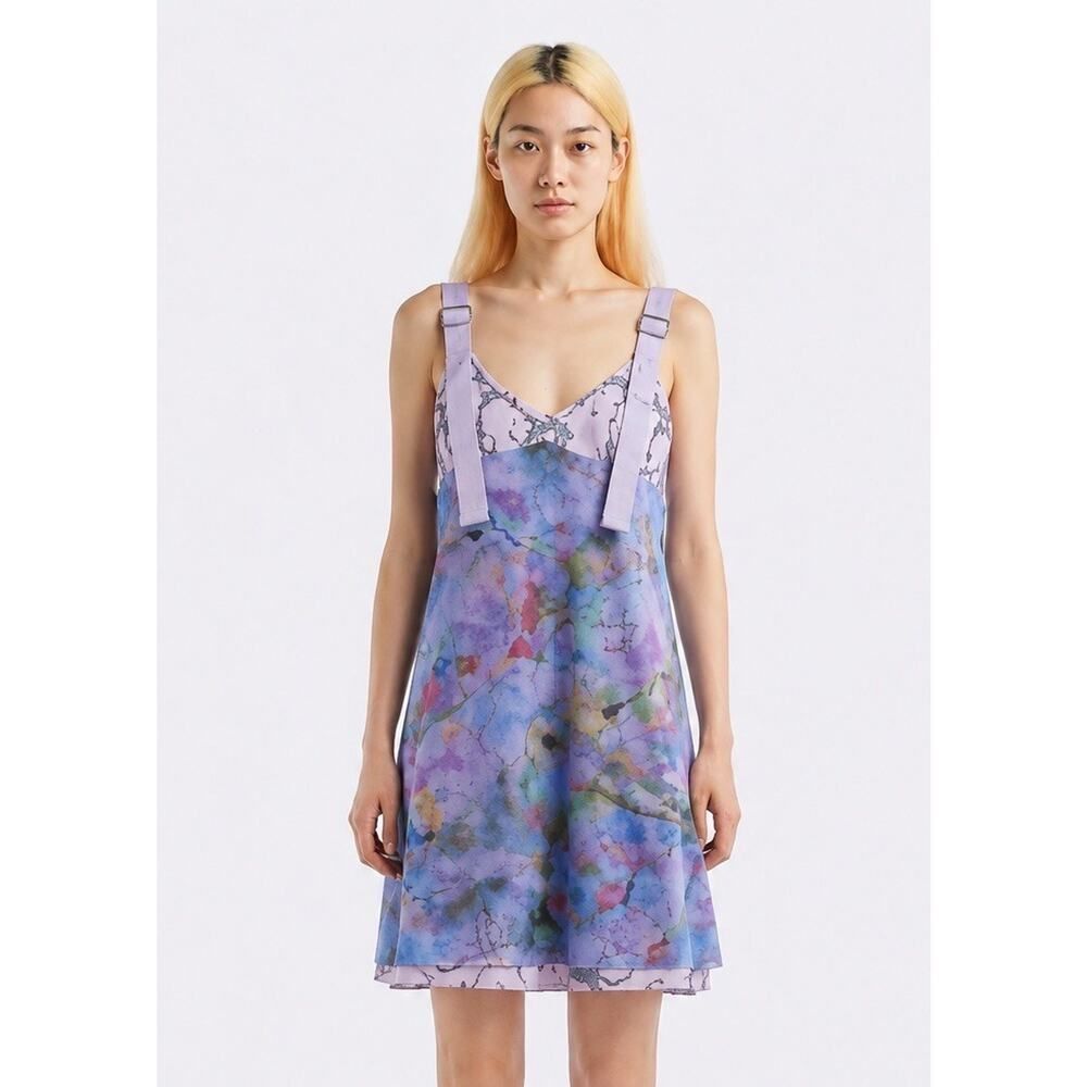 NWT Heaven by Marc Jacobs P.A.M. Mirage Mini Dress Cotton Graphic Slip Purple M